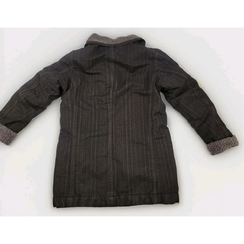 Vintage LEVI'S Premium Red Loop SHERPA Long Striped Denim Ranch Chore Jacket Med